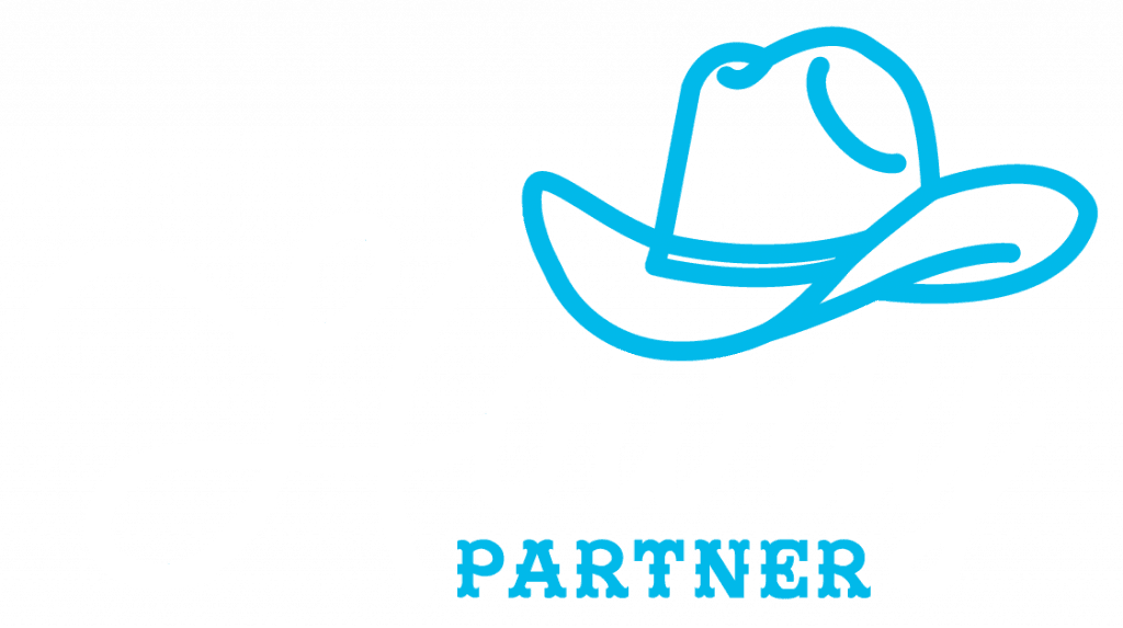 howdy partners sign whitendblue