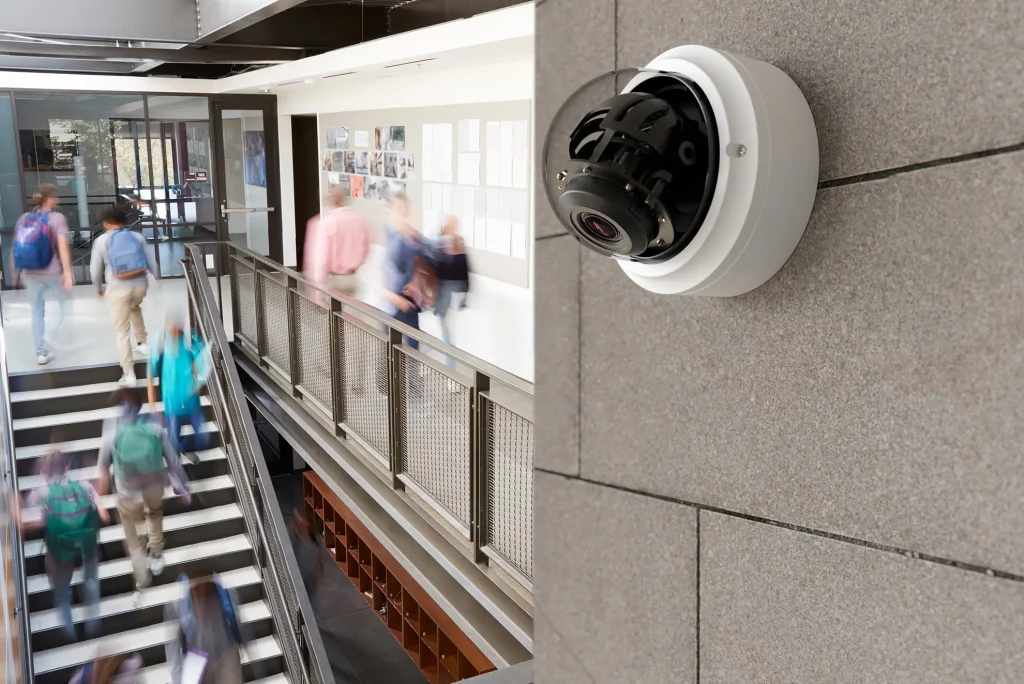 campus with surveillance camera pic