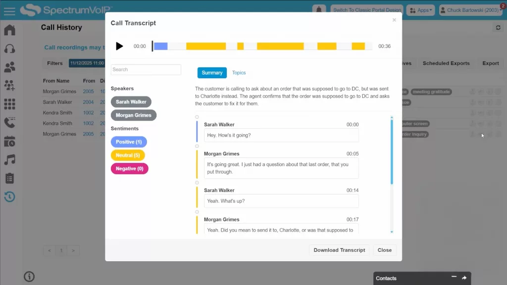 AI-Powered Business Phones - Transcription In the Stratus Portal